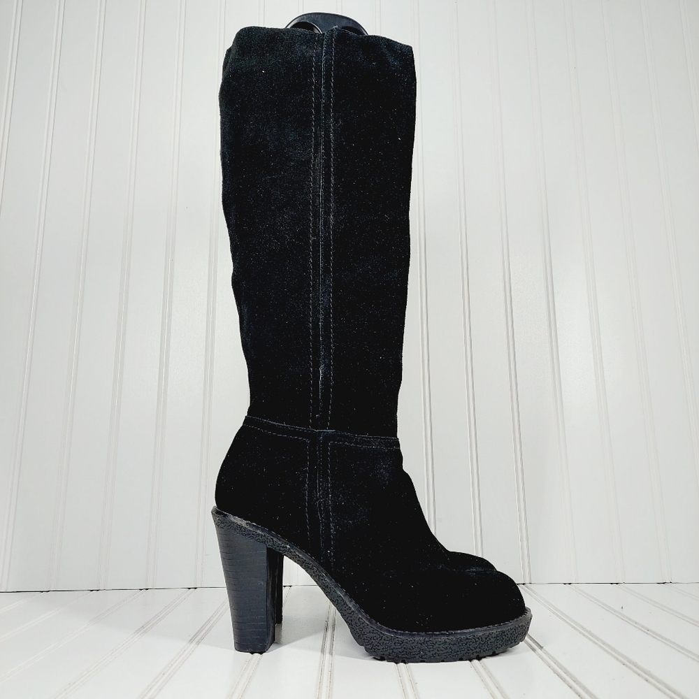 Envy Katima Black Suede Women's Tall Platform Heeled Boots I667 - Picture 5 of 14